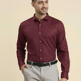 Solid Maroon Cotton Shirt – Regular Fit Full Sleeves