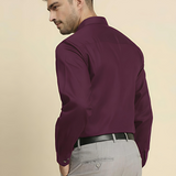 Solid Maroon Cotton Shirt – Regular Fit Full Sleeves