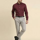 Solid Maroon Cotton Shirt – Regular Fit Full Sleeves