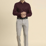 Solid Maroon Cotton Shirt – Regular Fit Full Sleeves