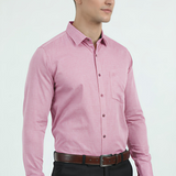 Solid Pink Cotton Shirt – Regular Fit Full Sleeves