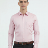 Solid Pink Cotton Shirt – Regular Fit Full Sleeves