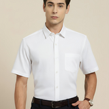 Solid White Cotton Shirt – Regular Fit Full Sleeves
