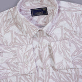 Desert Dust Beige Printed Shirt for Men – Textured Lilen Blend, Full Sleeves, Regular Fit | Premium Casualwear with Subtle Geometric Design