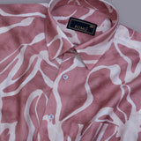 Raspberry Pink Clubwear Shirt for Men – Glossy Viscon Nylon Blend, Full Sleeves, Regular Fit | Bold Party-Ready Style