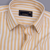 SunTrail Sandy Yellow Striped Shirt – Giza Cotton, Regular Fit, Full Sleeves | Premium Men's Smart Casual Wear
