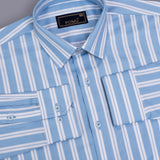 TideLine Wild Blue Striped Shirt – Giza Cotton, Regular Fit, Full Sleeves | Men’s Elegant Business Casual Shirt