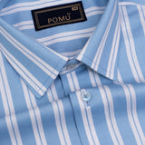TideLine Wild Blue Striped Shirt – Giza Cotton, Regular Fit, Full Sleeves | Men’s Elegant Business Casual Shirt