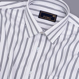 CloudForm Steam White Striped Shirt – Giza Cotton, Regular Fit, Full Sleeves | Men’s Classic Office & Casual Wear