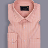 MochaLine Textured Stripe Shirt – Giza Cotton, Regular Fit, Full Sleeves | Premium Men’s Brown Formal-Casual Shirt