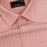 MochaLine Textured Stripe Shirt – Giza Cotton, Regular Fit, Full Sleeves | Premium Men’s Brown Formal-Casual Shirt