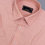 MochaLine Textured Stripe Shirt – Giza Cotton, Regular Fit, Full Sleeves | Premium Men’s Brown Formal-Casual Shirt