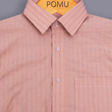 MochaLine Textured Stripe Shirt – Giza Cotton, Regular Fit, Full Sleeves | Premium Men’s Brown Formal-Casual Shirt
