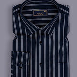BlueEdge Denim Stripe Shirt – Giza Cotton, Regular Fit, Full Sleeves | Men’s Smart Striped Shirt for Casual & Office