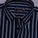 BlueEdge Denim Stripe Shirt – Giza Cotton, Regular Fit, Full Sleeves | Men’s Smart Striped Shirt for Casual & Office
