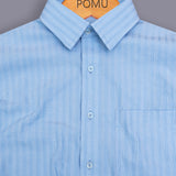 Young Blue Textured Stripe Shirt – Young Blue Giza Cotton, Regular Fit, Full Sleeves | Men’s Premium Everyday Wear