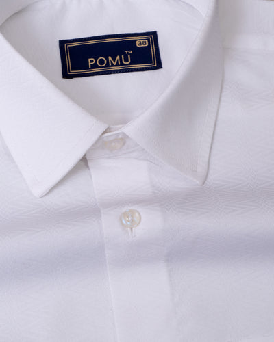 RoyalWhite Giza Cotton Shirt – Premium Breathable Fabric, Temperature-Control, Half Sleeves, Cuban Collar | Classic White Shirt for Men