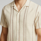 ClayRust Beige Printed Shirt – Cotton, Breathable & Temperature-Control Fabric, Half Sleeves | Bold Casual Shirt for Men